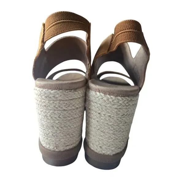 Sorel Joanie II Slingback Wedge Camel Leather Tan Strappy Platform Sandal US 6.5 - Picture 5 of 9